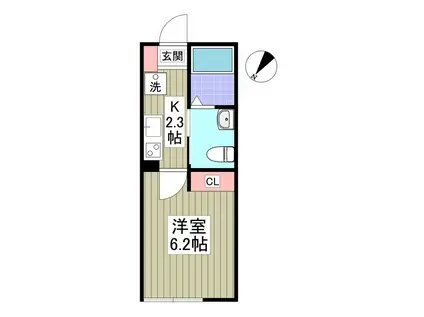 ルネアス上福岡(1K/2階)の間取り写真