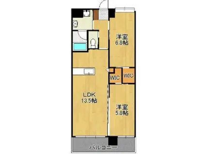 ウイングス八幡駅前(2LDK/6階)の間取り写真
