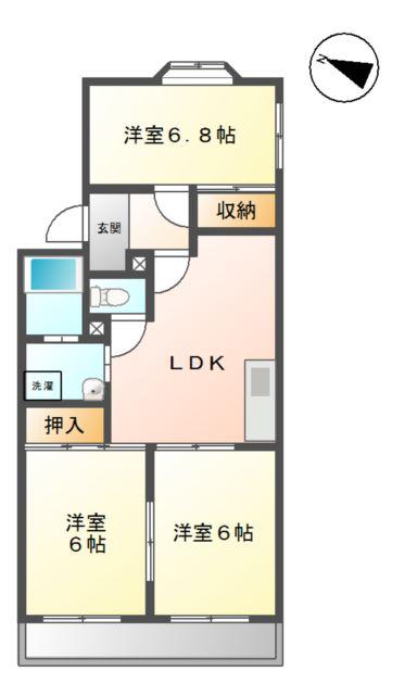 ハイツ株山(3DK/1階)の間取り写真