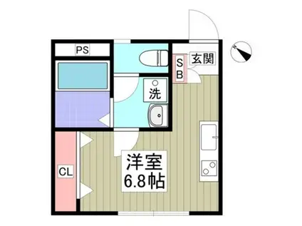 メゾンリリー(ワンルーム/2階)の間取り写真