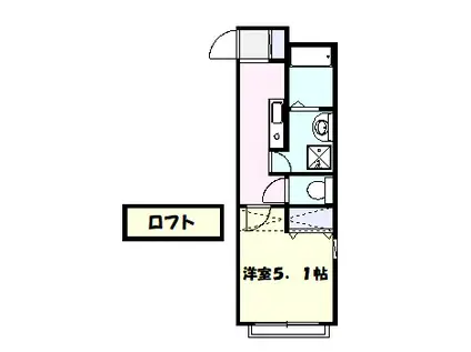アパートメント枡形NO.1(1K/2階)の間取り写真