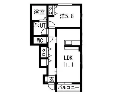 メゾン・ド・ハシヌマC(1LDK/1階)の間取り写真