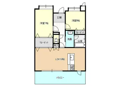 アーバンパレス医大前シヴィリオン(2LDK/9階)の間取り写真