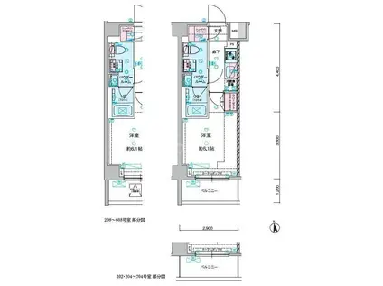 ジェノヴィア谷塚(1K/4階)の間取り写真
