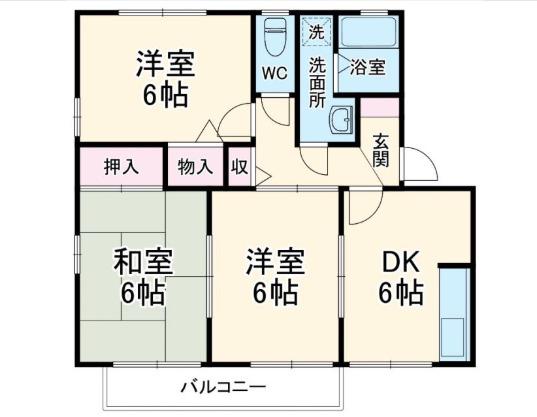 ジュセル稲木(3DK/2階)の間取り写真