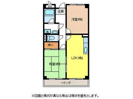 LIMPIAベルフラワー藤森(2LDK/2階)の間取り写真