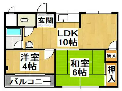 楓荘(2LDK/2階)の間取り写真