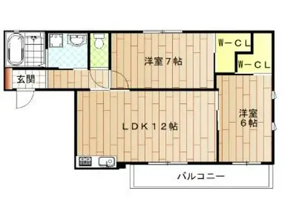 グリーンコート上牧 1F(2LDK/1階)の間取り写真