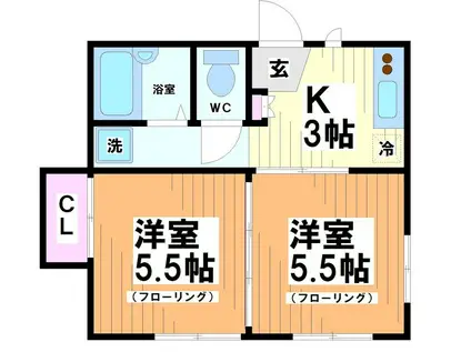 サンハイム(2DK/2階)の間取り写真