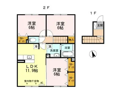 ラヴェールA(3LDK/2階)の間取り写真