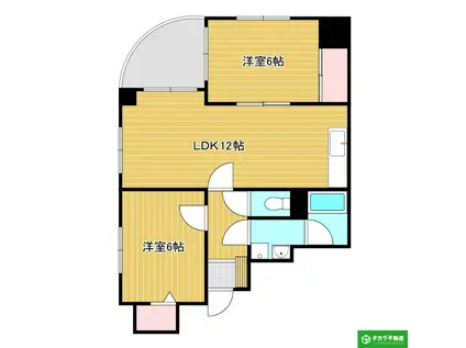 別府ツインタワービルB棟(2LDK/10階)の間取り写真
