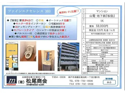 ファインエクセレンス(1K/3階)の間取り写真