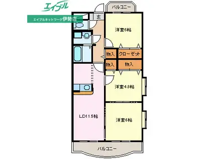 メゾンプランドール(3LDK/2階)の間取り写真