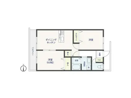 グリーン・グラス(2DK/2階)の間取り写真