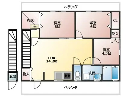 グリーンランドササオ(3LDK/2階)の間取り写真