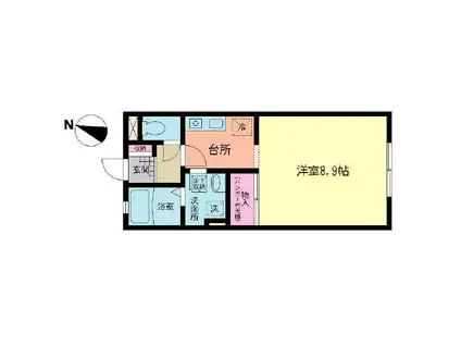 パークサイドテラス(1K/1階)の間取り写真