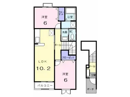 ソレアードIII(2LDK/2階)の間取り写真