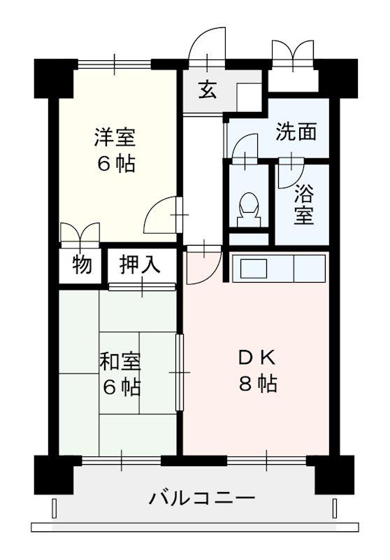 パークサイド薬院(2DK/7階)の間取り写真