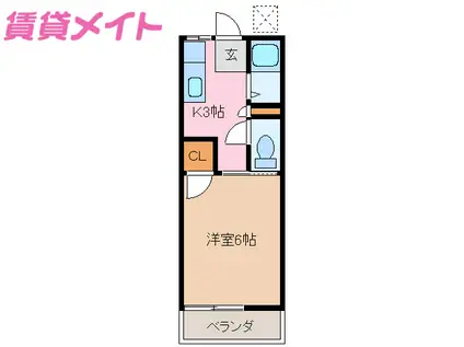 エクセル笹川(1K/2階)の間取り写真