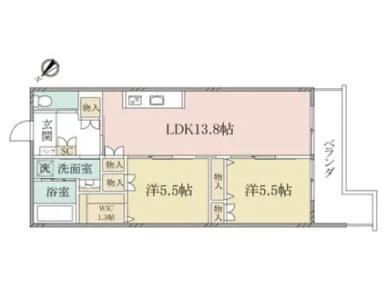 ヘーベルVILLAGEひばりが丘ヘーベルヴィレッジひば(2LDK/2階)の間取り写真