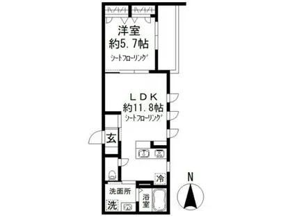 シグマハウス(1LDK/2階)の間取り写真