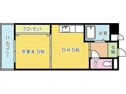 ピュアシティ小倉(1DK/5階)の間取り写真
