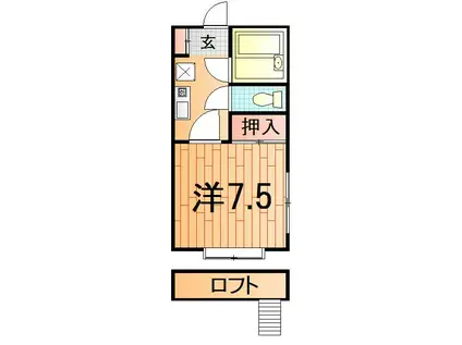 クレールI(1K/2階)の間取り写真