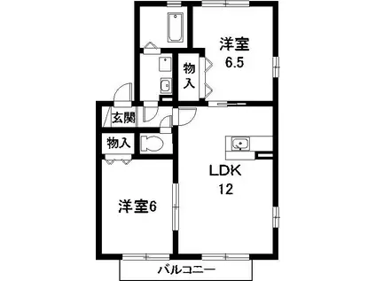 ホワイトウェル(2LDK/2階)の間取り写真