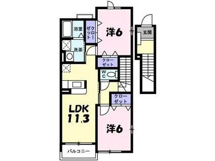 エスペランサI(2LDK/2階)の間取り写真