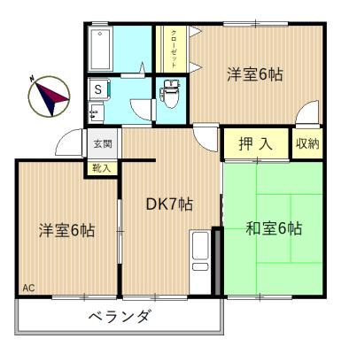 エクセルさがみ台(3DK/2階)の間取り写真