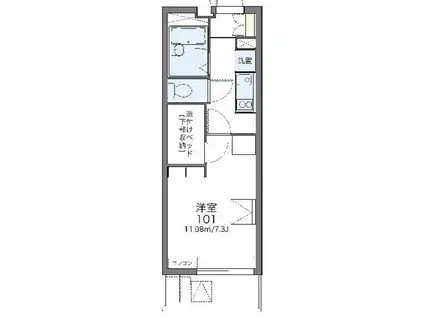 レオパレスグランデール北町(1K/1階)の間取り写真