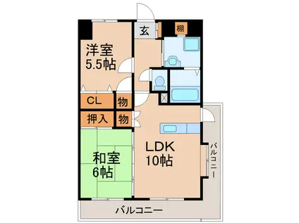 アイーラ渡辺(2LDK/4階)の間取り写真