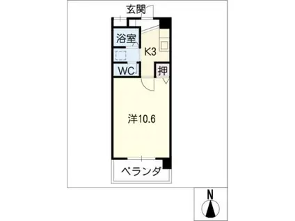 シティ・ドゥエル(1K/3階)の間取り写真