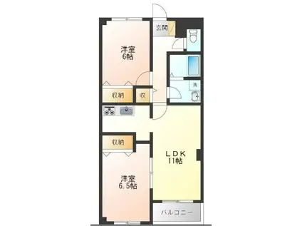 グリーングローヴ希望ヶ丘II番館(2LDK/2階)の間取り写真