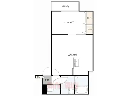 KEY ビレッジ 東鳴尾(1LDK/3階)の間取り写真