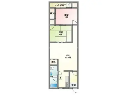 大和田ハイムA棟(2LDK/6階)の間取り写真