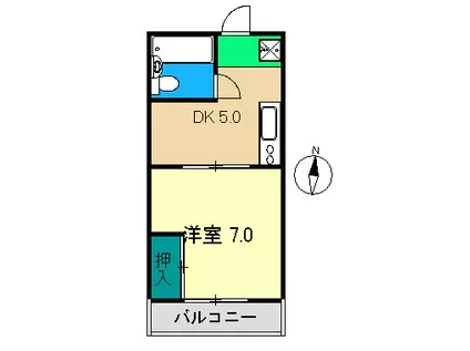 コーポ松の本荘(1DK/2階)の間取り写真
