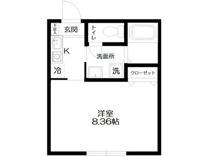 ブルーシエル(1K/1階)の間取り写真