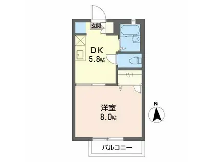 サンシャイン共栄(1DK/2階)の間取り写真