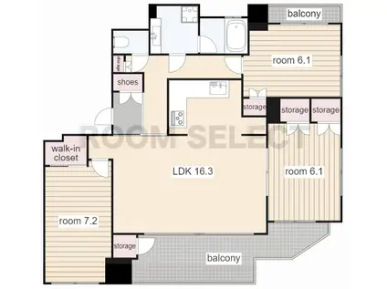 パシフィックコンフィート丸の内(3LDK/2階)の間取り写真