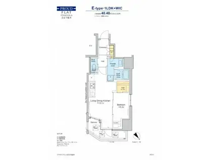 プラウドフラット文京千駄木(1LDK/10階)の間取り写真