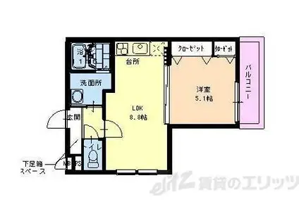 フジパレス内本町II番館(1LDK/3階)の間取り写真