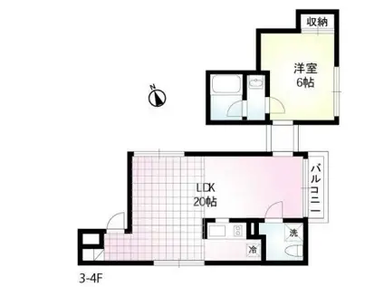 DECKS(1LDK/3階)の間取り写真