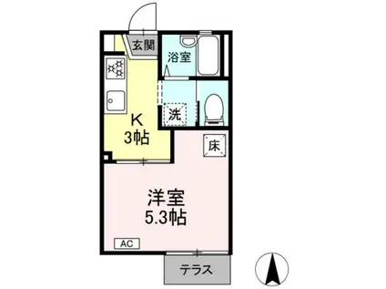 サンクレストせど(1K/1階)の間取り写真