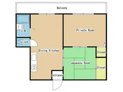 ＪＲ大阪環状線 芦原橋駅 徒歩5分 5階建 築38年(2DK/3階)の間取り写真