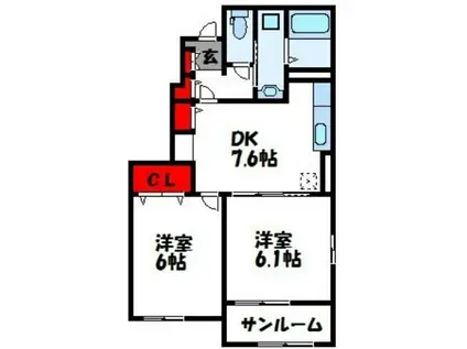 FLAGSHIP福津A(2DK/1階)の間取り写真