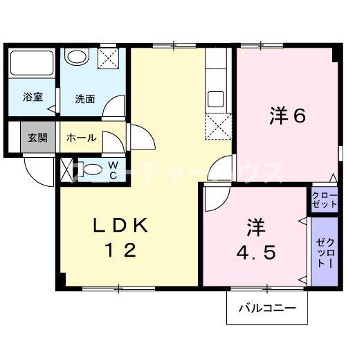 プラドールみやび(2LDK/1階)の間取り写真