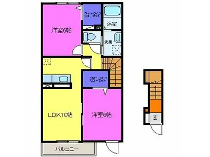 クレメンティアA(2LDK/2階)の間取り写真