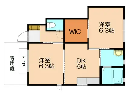 カーサデルソーレ B(2DK/1階)の間取り写真