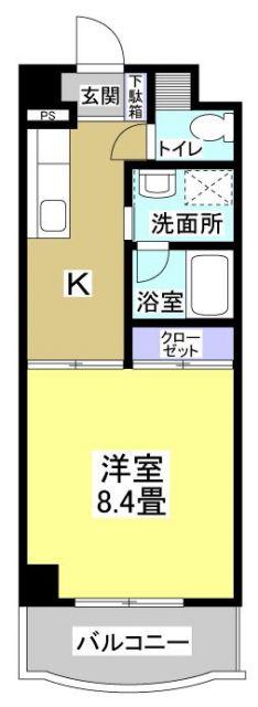 ザ・シオン(1K/4階)の間取り写真
